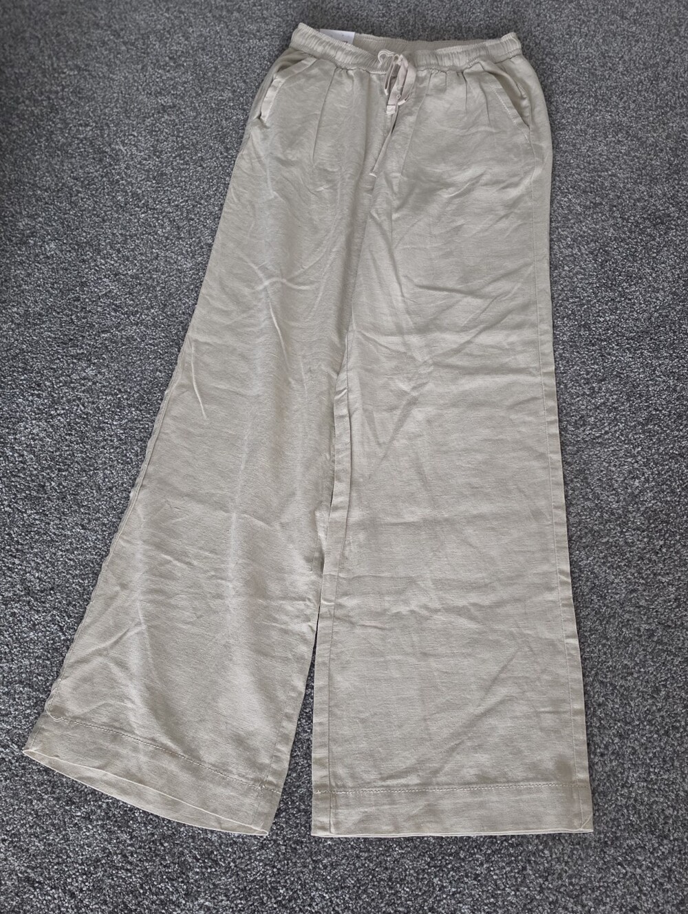 Briggs New York Beige Drawstring Wide-Leg Pants - Picture 5 of 6